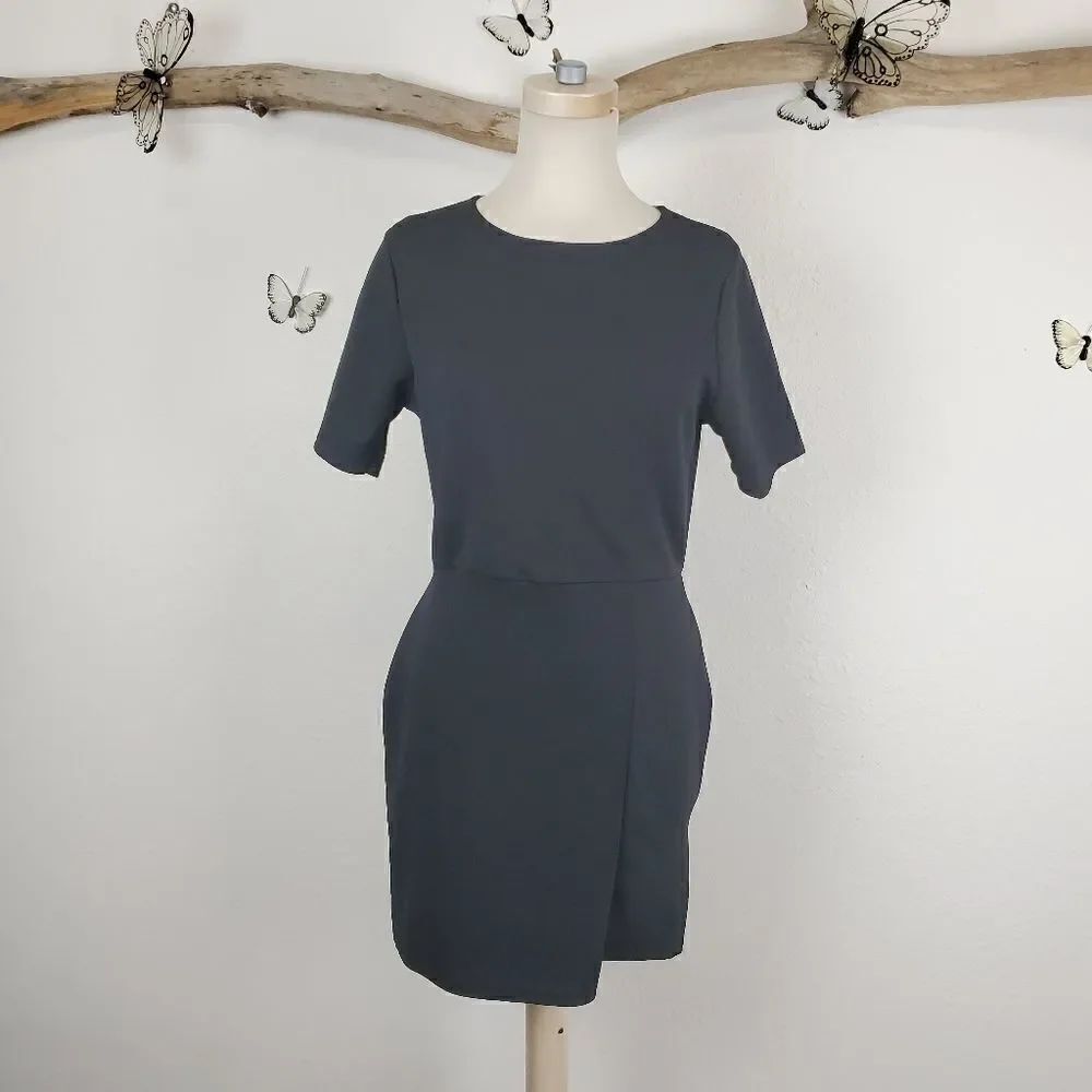 Pretty little thing black tshirt dress split hem